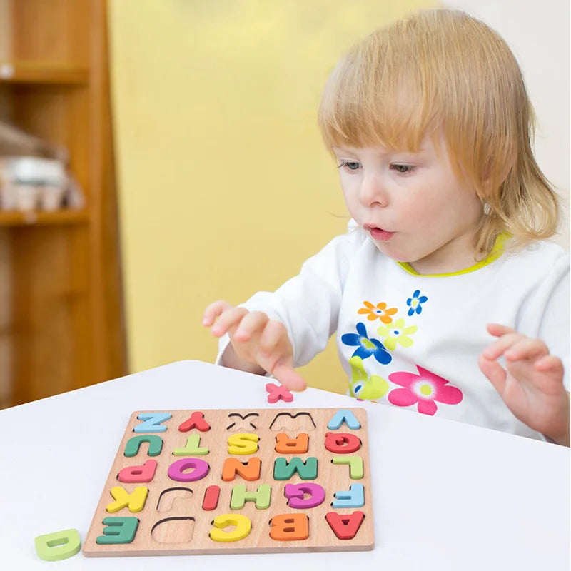 Wooden Puzzle Montessori Toys for Baby 1 2 3 Years Old Kids Alphabet